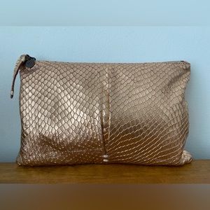 49 Square Miles Rose Gold Metallic Leather Purse Clutch